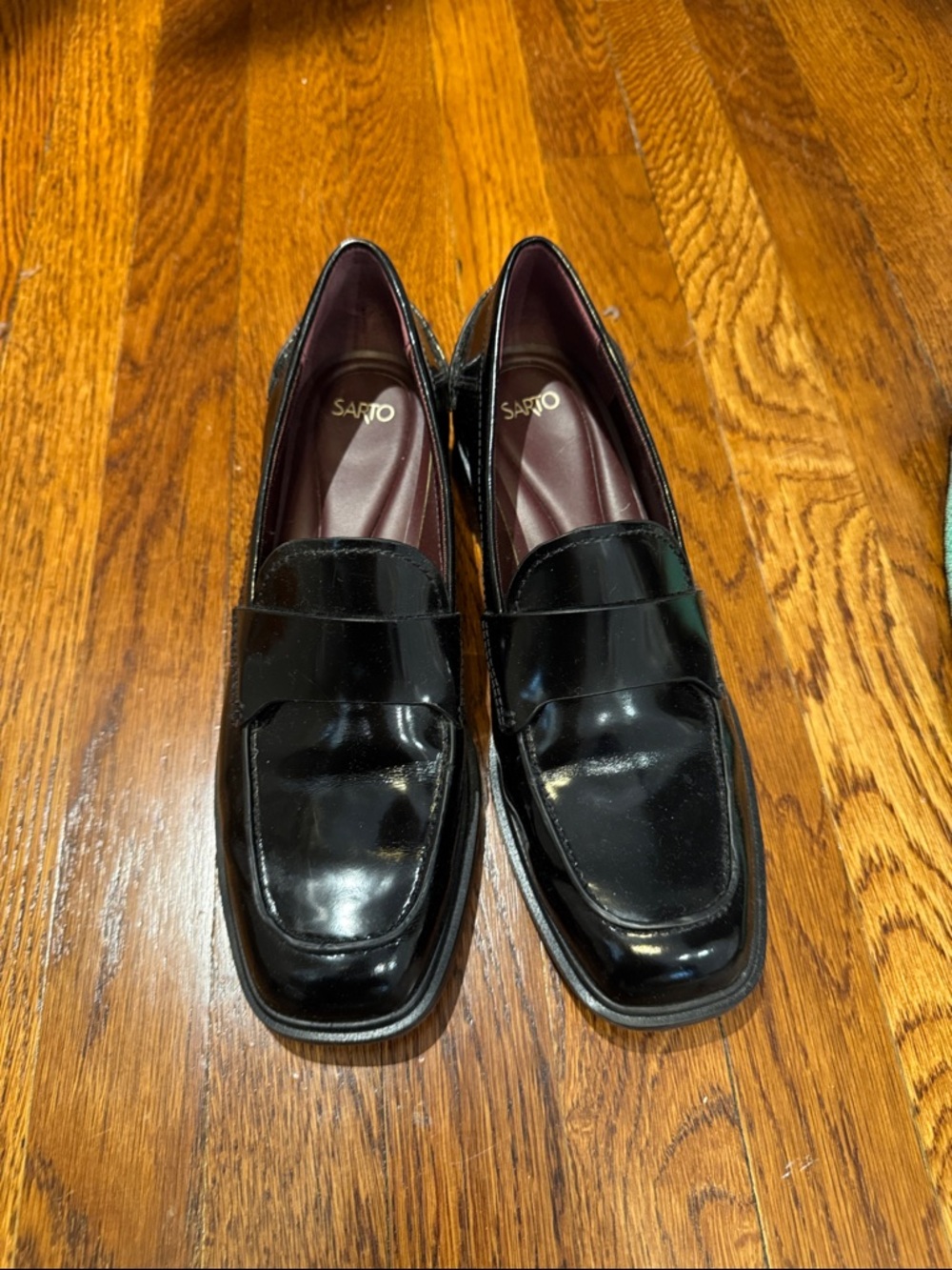 Franco Sarto Black Patent Leather Penny Loafers